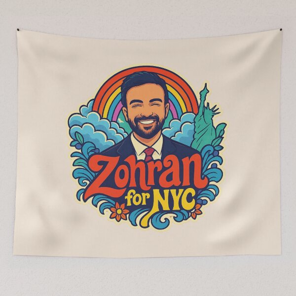 Item preview, Zohran for NYC – Retro Rainbow Campaign Art Print designed and sold by GirlyPopped.