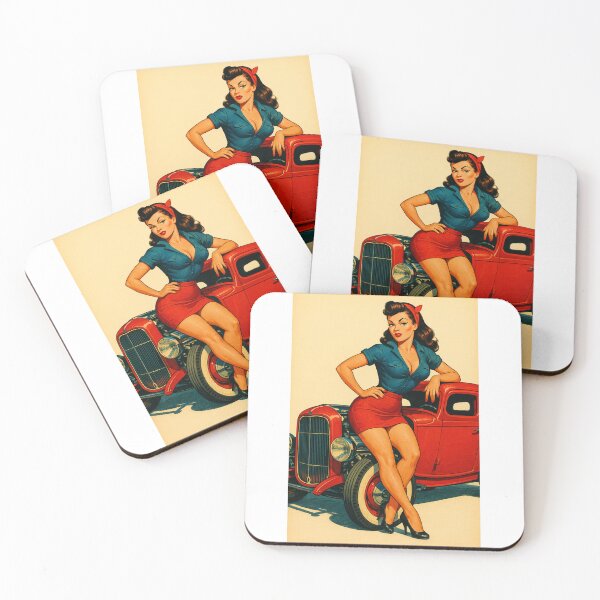 Item preview, Pin-Up Hot Rod Girl Vintage Car Art – Retro Rockabilly Kustom Kulture Design designed and sold by Fleetwood1994.