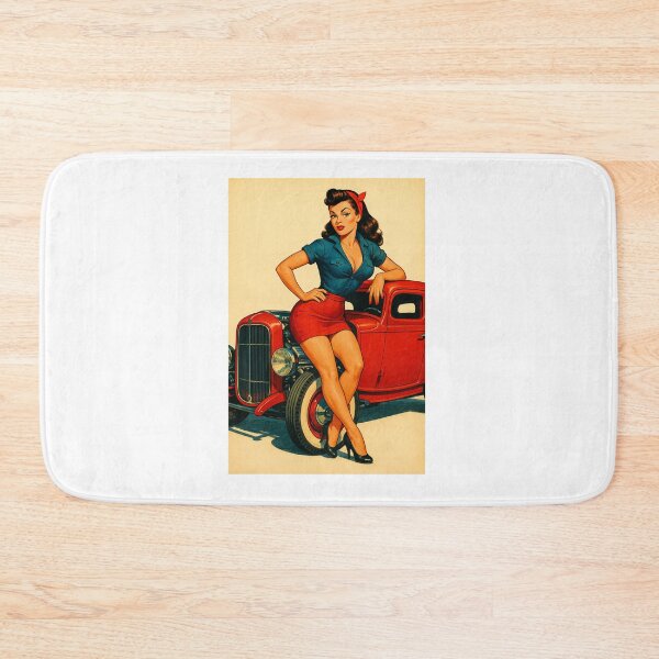 Item preview, Pin-Up Hot Rod Girl Vintage Car Art – Retro Rockabilly Kustom Kulture Design designed and sold by Fleetwood1994.