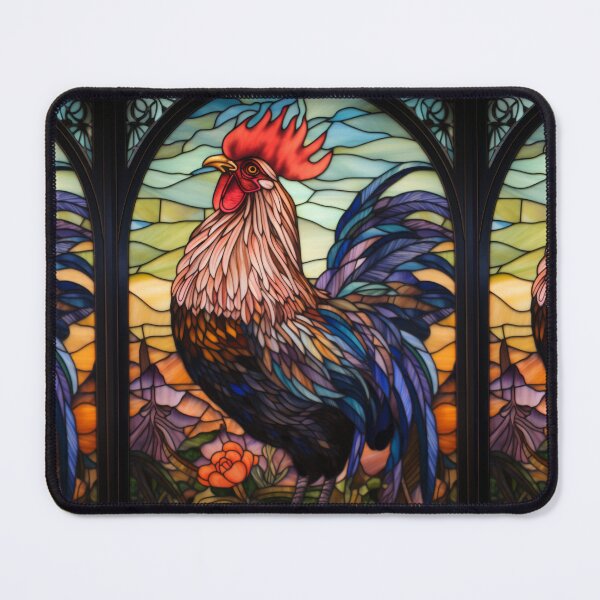 Item preview, Rooster Art Nouveau Stained Glass Window Design designed and sold by pinkal.