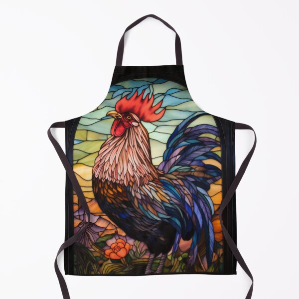 Item preview, Rooster Art Nouveau Stained Glass Window Design designed and sold by pinkal.