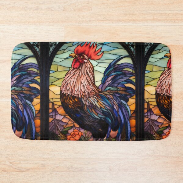 Item preview, Rooster Art Nouveau Stained Glass Window Design designed and sold by pinkal.