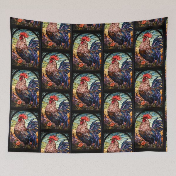 Item preview, Rooster Art Nouveau Stained Glass Window Design designed and sold by pinkal.