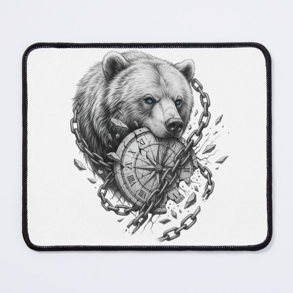 Item preview, Breaking the Chains of Time – Bear & Clock Design designed and sold by Kavya Art.