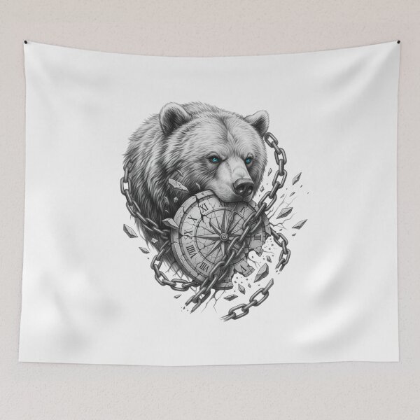 Item preview, Breaking the Chains of Time – Bear & Clock Design designed and sold by Kavya Art.