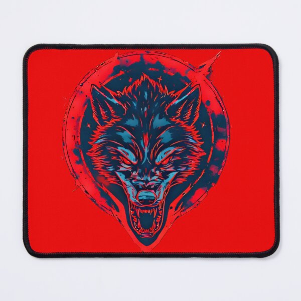 Item preview, Cyber Wolf – Neon Red and Blue Electric Alpha Beast designed and sold by Neer arts.