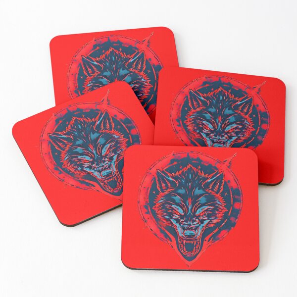 Item preview, Cyber Wolf – Neon Red and Blue Electric Alpha Beast designed and sold by Neer arts.