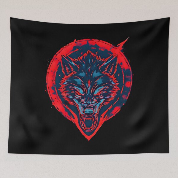 Item preview, Cyber Wolf – Neon Red and Blue Electric Alpha Beast designed and sold by Neer arts.