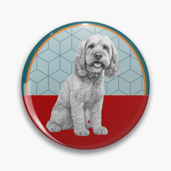 Item preview, Cockapoo Pencil Drawing – Minimalist Modern Pet Art- Teal Orange designed and sold by DianeLees.