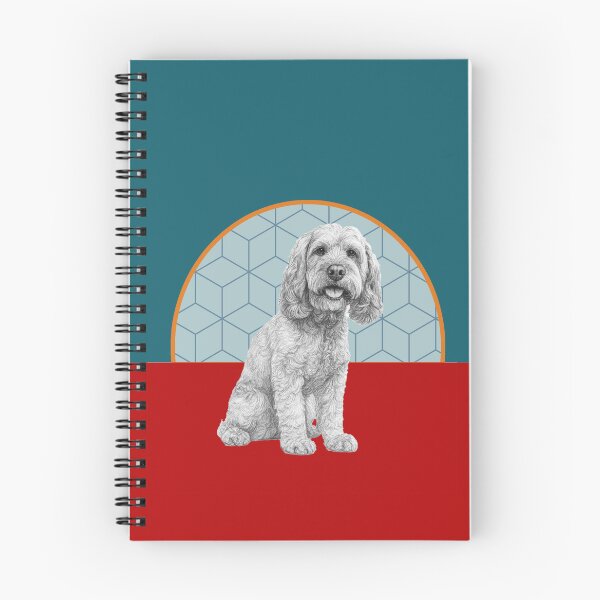 Item preview, Cockapoo Pencil Drawing – Minimalist Modern Pet Art- Teal Orange designed and sold by DianeLees.
