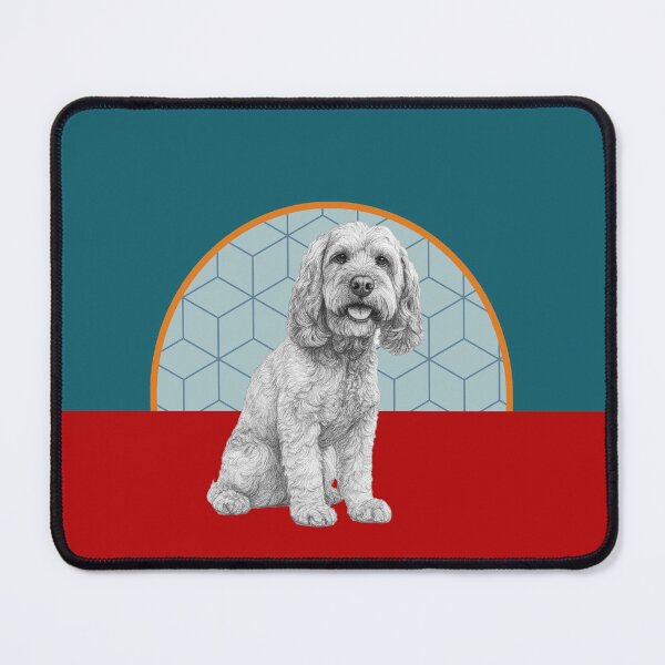Item preview, Cockapoo Pencil Drawing – Minimalist Modern Pet Art- Teal Orange designed and sold by DianeLees.