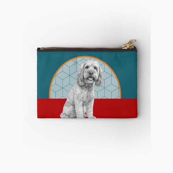 Item preview, Cockapoo Pencil Drawing – Minimalist Modern Pet Art- Teal Orange designed and sold by DianeLees.