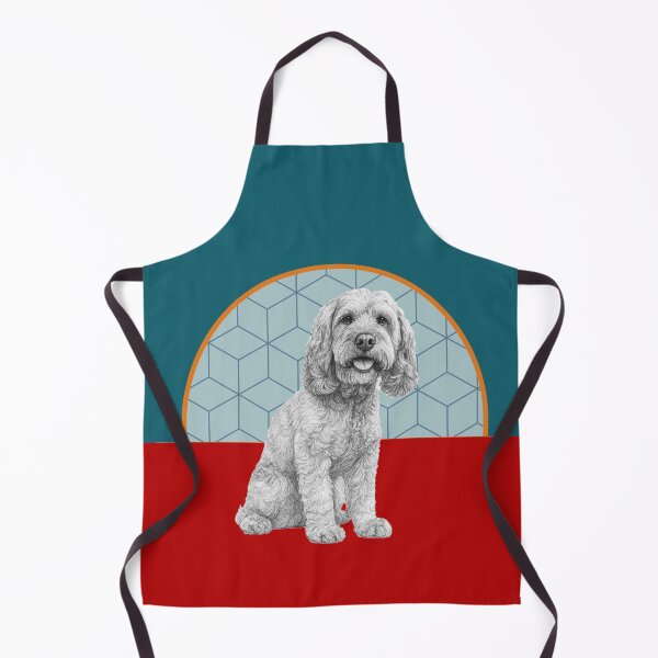 Item preview, Cockapoo Pencil Drawing – Minimalist Modern Pet Art- Teal Orange designed and sold by DianeLees.