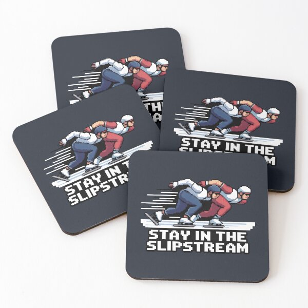Item preview, 8-Bit Speed Skating Intensity in Muted Blue and Red Uniforms designed and sold by SplashTastic.