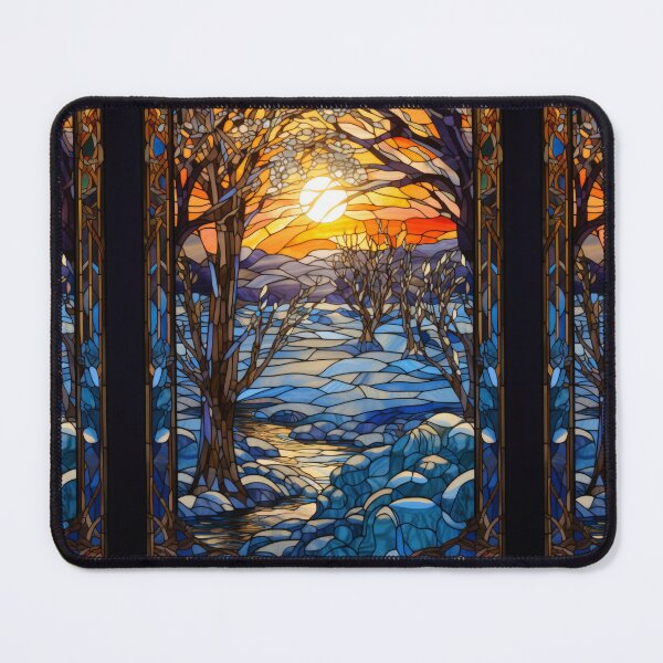 Item preview, Winter Woodland Stained Glass Stream designed and sold by pinkal.