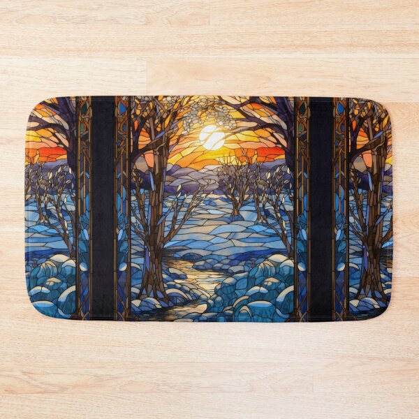 Item preview, Winter Woodland Stained Glass Stream designed and sold by pinkal.