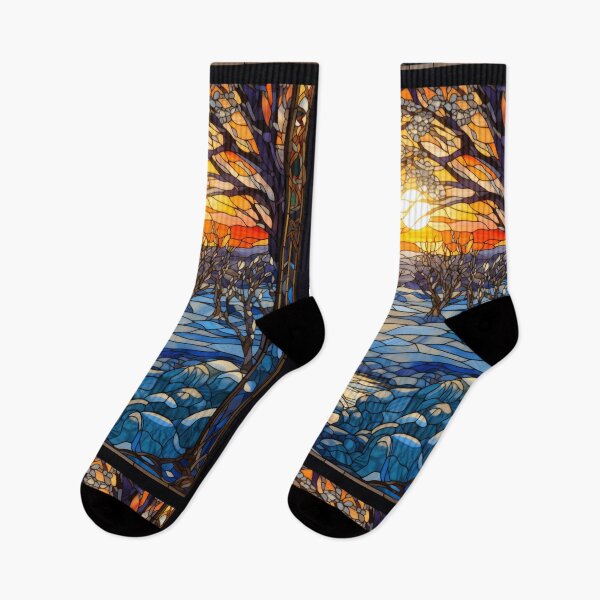Item preview, Winter Woodland Stained Glass Stream designed and sold by pinkal.