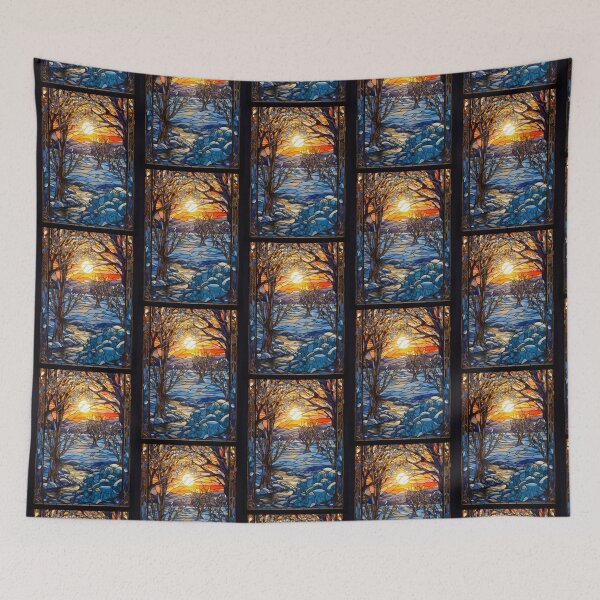 Item preview, Winter Woodland Stained Glass Stream designed and sold by pinkal.