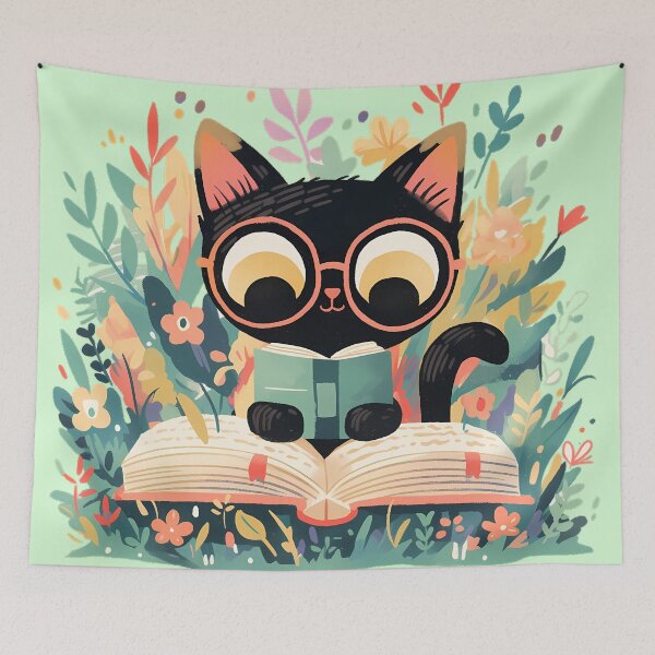 Item preview, Nerdy Cat Reading designed and sold by WoollenLlama.