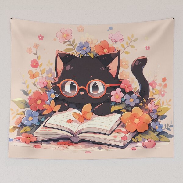 Item preview, Nerdy Cat Reading designed and sold by WoollenLlama.