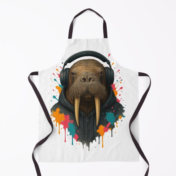 Item preview, Walrus Waves – Walrus with Headphones & Hoodie (Color Splash Street Art) designed and sold by thtCMRAguy.