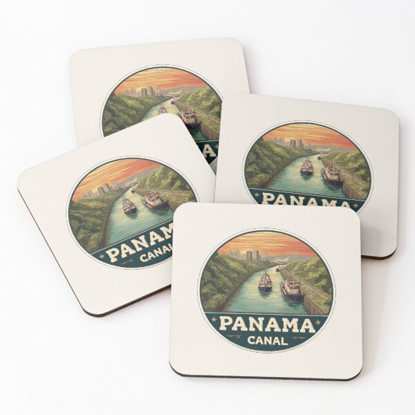 Item preview, Panama Canal Vintage Travel Sticker Retro Ocean Shipping Route & Sunset Design designed and sold by Blurbean.