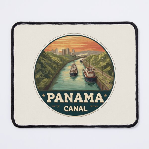 Item preview, Panama Canal Vintage Travel Sticker Retro Ocean Shipping Route & Sunset Design designed and sold by Blurbean.