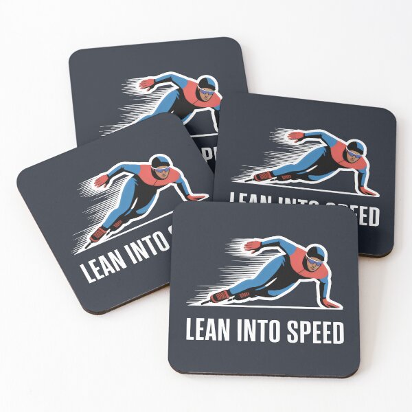 Item preview, Speed Skater in Blue and Red Leaning into a High-Velocity Turn designed and sold by SplashTastic.