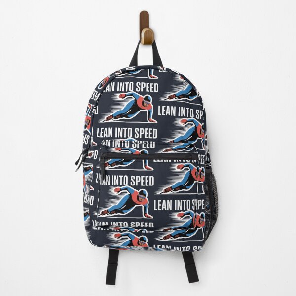 Item preview, Speed Skater in Blue and Red Leaning into a High-Velocity Turn designed and sold by SplashTastic.