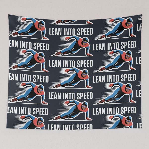 Item preview, Speed Skater in Blue and Red Leaning into a High-Velocity Turn designed and sold by SplashTastic.