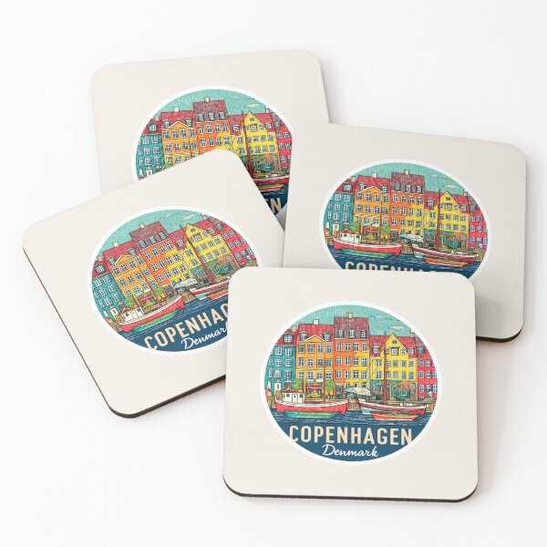 Item preview, Copenhagen Denmark Vintage Travel Sticker Retro Nyhavn Harbor & Colorful Houses Design designed and sold by Blurbean.
