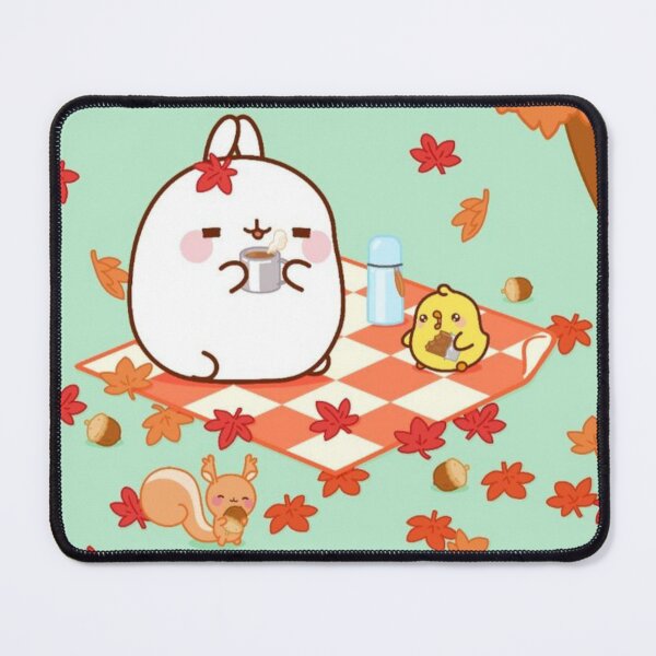Item preview, Cute Kawaii Fall Bunny and Yellow Chick Having a Fall Thanksgiving Picnic Drinking Hot Tea with a Squirrel designed and sold by MakersFolly.
