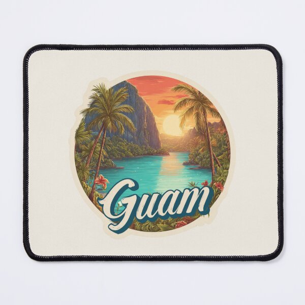 Item preview, Guam Vintage Travel Sticker Retro Tropical Lagoon & Sunset Design designed and sold by Blurbean.