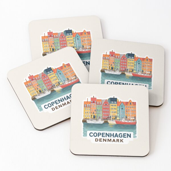 Item preview, Copenhagen Denmark Vintage Travel Sticker Retro Nyhavn Harbor & Colorful Houses Design designed and sold by Blurbean.