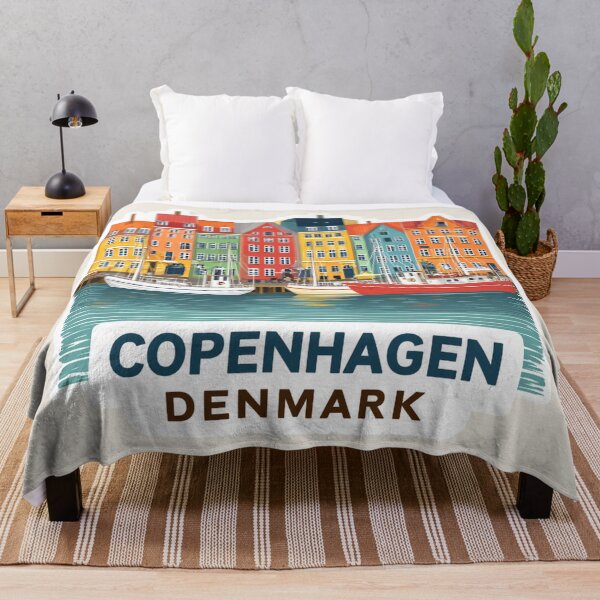 Item preview, Copenhagen Denmark Vintage Travel Sticker Retro Nyhavn Harbor & Colorful Houses Design designed and sold by Blurbean.