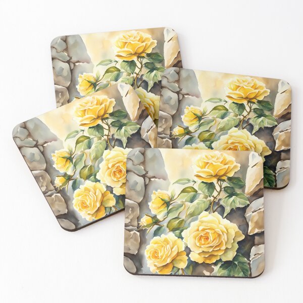 Item preview, Yellow Roses on Stone Wall designed and sold by CalmnessbyChoice.