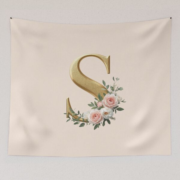 Item preview, Floral Gold Letter S Monogram – Coquette Christian Wall Art, Elegant Blush Rose Initial Print, Faith-Inspired Feminine Gif designed and sold by AmenAlways.