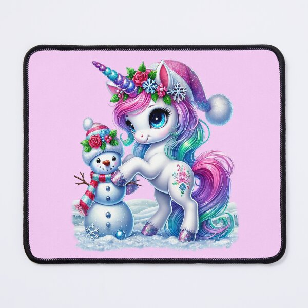 Item preview, cute christmas unicorn building a snowman, fantasy fun designed and sold by LoneAngel.