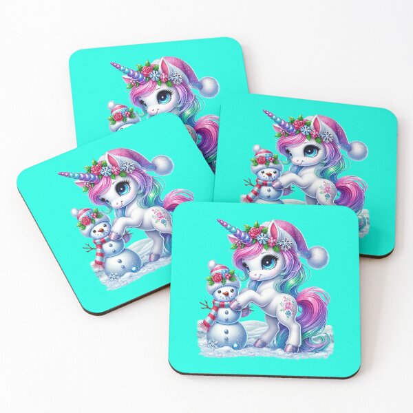 Item preview, cute christmas unicorn building a snowman, fantasy fun designed and sold by LoneAngel.