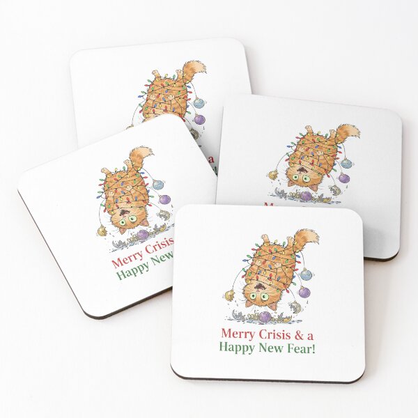Item preview, Panicky Cat Tangled in Christmas Crisis designed and sold by WildLeafDigital.