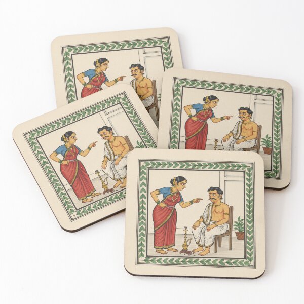 Item preview, Domestic Dispute in Kalighat Style designed and sold by digisetumedia.