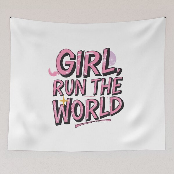 Item preview, Girl Run The World Empowering Feminist Quote Design. Bold Pink Motivational Typography for Women designed and sold by Aarvya Fashion Club ( A.F.C ).