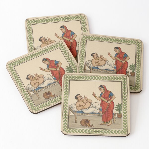Item preview, Domestic Argument in Kalighat Style designed and sold by digisetumedia.