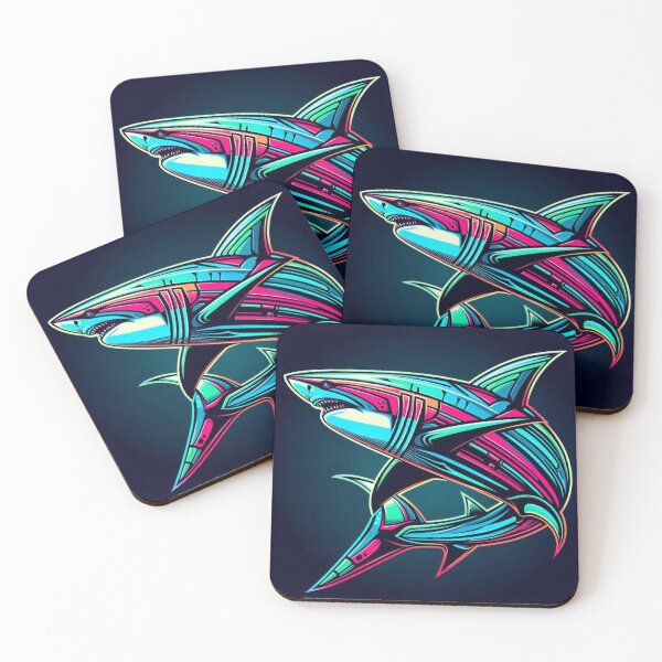 Item preview, Neon Cyber Shark – Futuristic Ocean Predator Illustration designed and sold by Dogandesighn.