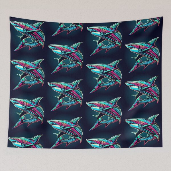 Item preview, Neon Cyber Shark – Futuristic Ocean Predator Illustration designed and sold by Dogandesighn.