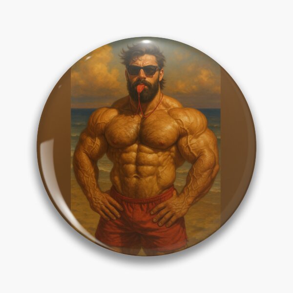 Item preview, Bodybuilder Lifeguard Oil Painting designed and sold by BodybuildersInc.