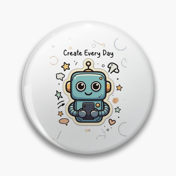 Item preview, Create Every Day – Retro Robot Tee designed and sold by EcoArtTees.