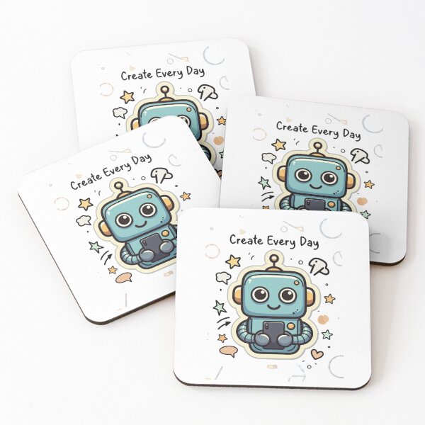 Item preview, Create Every Day – Retro Robot Tee designed and sold by EcoArtTees.