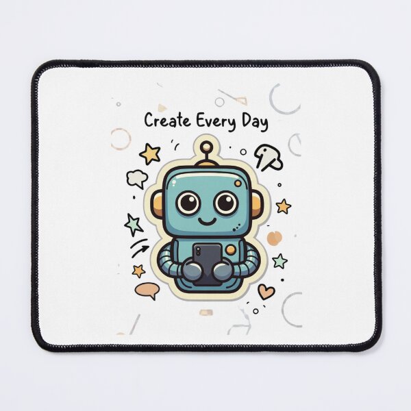 Item preview, Create Every Day – Retro Robot Tee designed and sold by EcoArtTees.