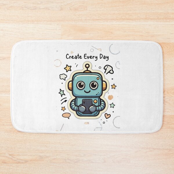 Item preview, Create Every Day – Retro Robot Tee designed and sold by EcoArtTees.